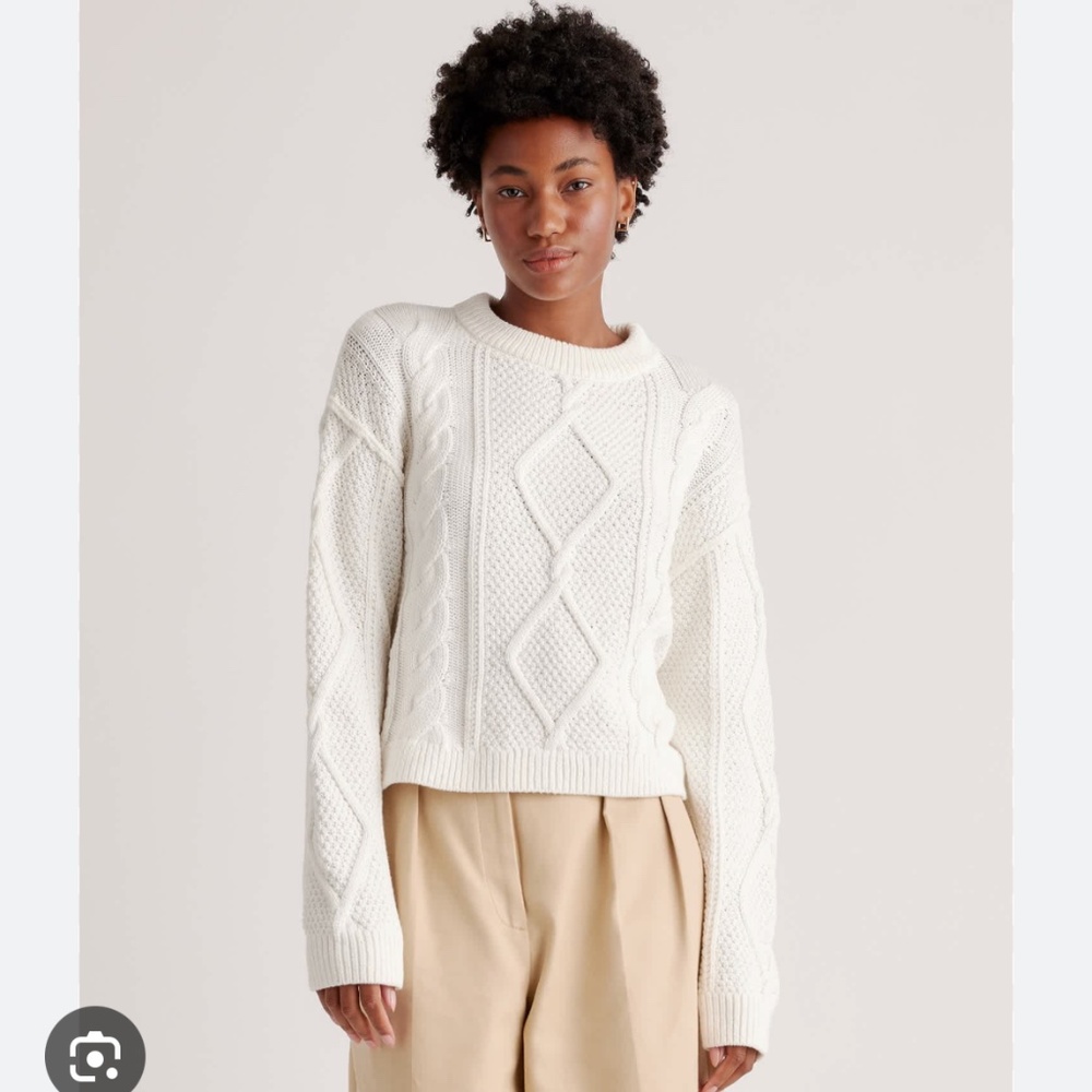 Quince 100% Organic Cotton Cropped Cable Sweater